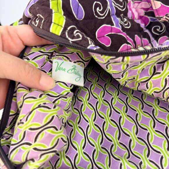EUC Vera Bradley RETIRED shoulder bag Brown Purple Punch pattern - Picture 6 of 9